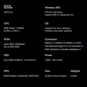 AOOSTAR WTR Pro 4 BaysNAS Mini PC with AMD Ryzen 7 Intel N150
