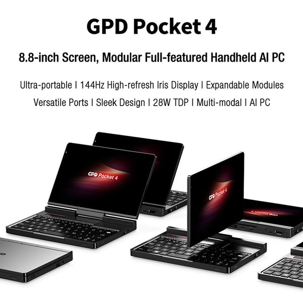 GPD Pocket 4 Handheld PC Ultra-Portable AI Modular Laptop 32GB+2TB
