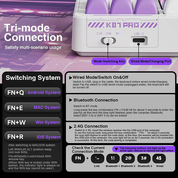 LINGBAO K87 PRO Wireless Mechanical Keyboard