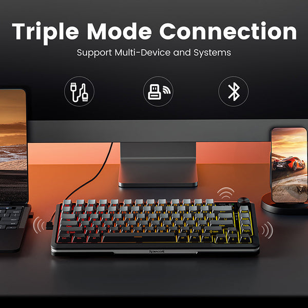 Redragon K708 Pro Tri-Mode Mechanical Keyboard with Screen