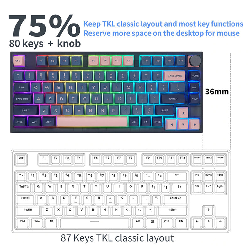 SKYLOONG GK75 RGB Mechanical Keyboard with Glacier Mechanical Switches