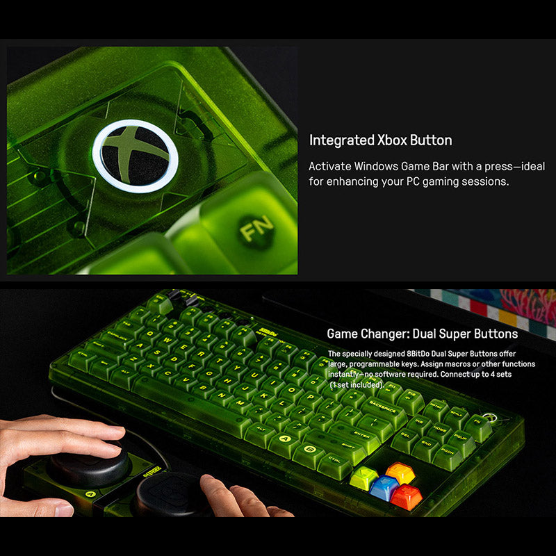 8BitDo Retro 87 Tri-mode Mechanical Keyboard Xbox Edition