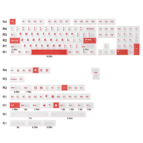 ACGAM PC Frosted Transparent Keycap Set Cherry Profile 154 Keys
