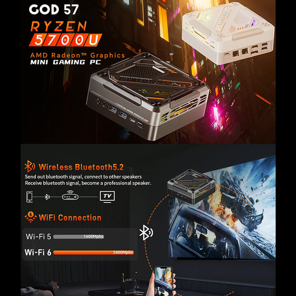 AOOSTAR GOD57 Mini PC AMD Ryzen 7 5700U