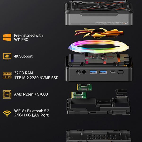 AOOSTAR GOD57 Mini PC AMD Ryzen 7 5700U