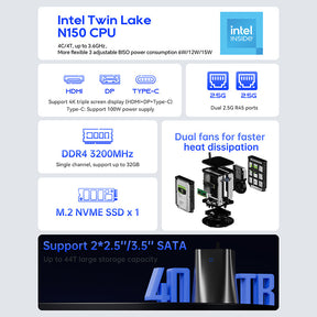 AOOSTAR R1 Mini PC NAS Router Intel N150