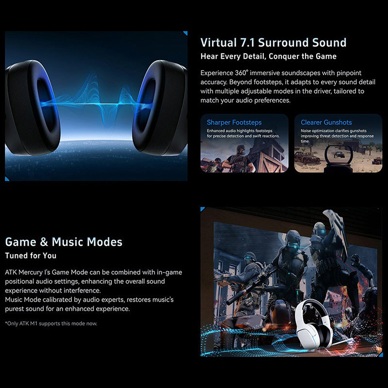 ACGAM ATK Mercury I eSports Wireless Tri-mode Gaming Headset