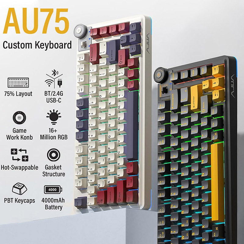 AULA AU75 Gasket 3 in 1 Wireless Mechanical Keyboard Creamy Keyboard