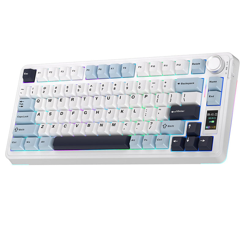 AULA S75 PRO Tri-mode Wireless Mechanical Keyboard with LCD Screen Creamy