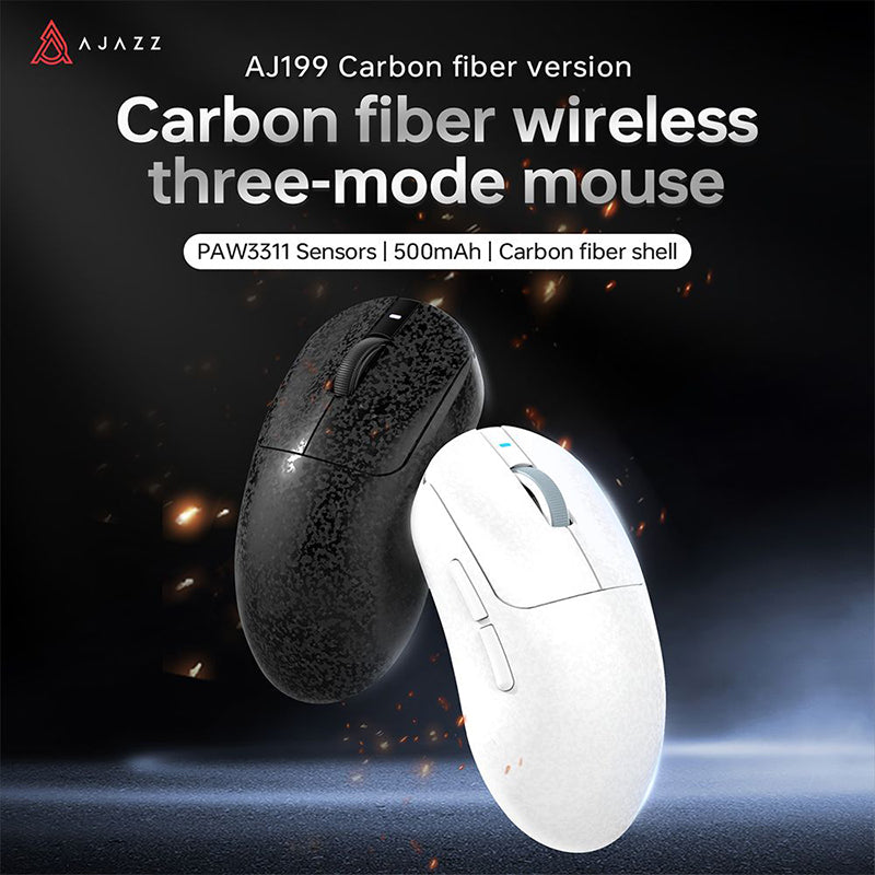 Ajazz AJ199 Lightweight Wireless Tri-Mode Gaming Mouse Carbon Fiber