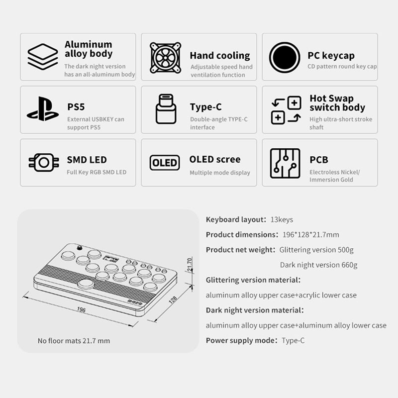 DOIO KBHX-02 HITBOX Fighting Game Keyboard