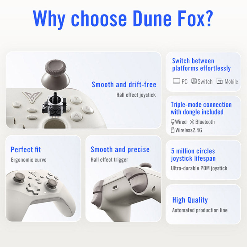 Flydigi Dune Fox Tri-mode Gaming Controller Hall Effect Joystick & Trigger