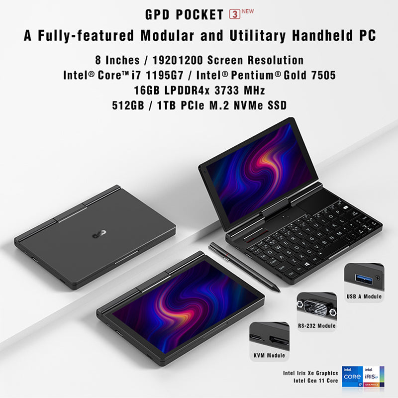 GPD Pocket 3 HandheId PC FuIIy-featured ModuIar and UtiIitary