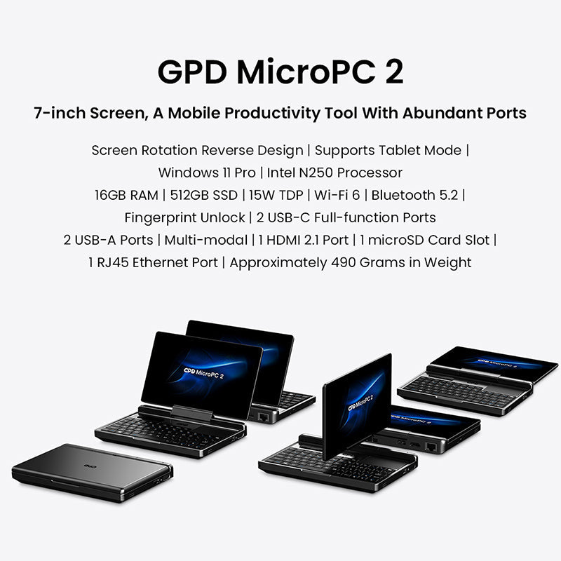GPD MicroPC 2 Handheld Laptop Linux Compatibility Mini Work Computer ...
