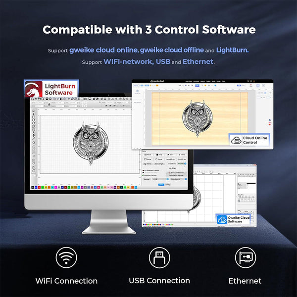 Gweike Cloud Pro 55W CO₂ Laser Engraver with Rotary Roller