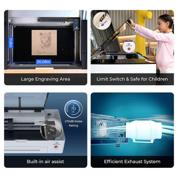 Gweike Cloud Pro 55W CO₂ Laser Engraver with Rotary Roller