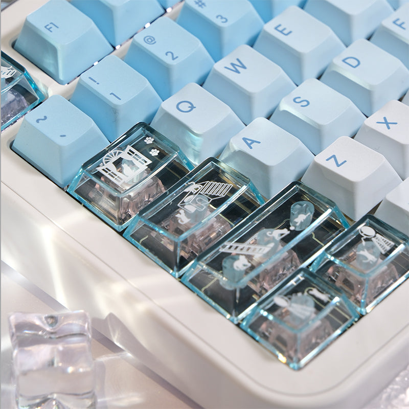 LOERENT Santorini's Cat Keycap Set Cherry Profile 145+26 Keys