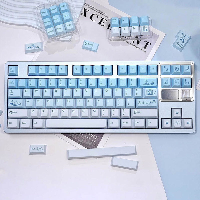 LOERENT Santorini's Cat Keycap Set Cherry Profile 145+26 Keys