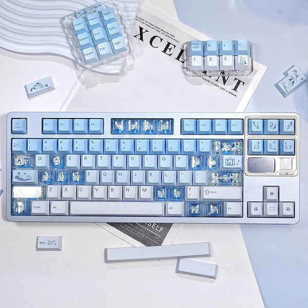 LOERENT Santorini's Cat Keycap Set Cherry Profile 145+26 Keys