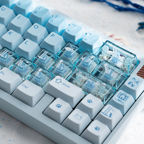 LOERENT Santorini's Cat Keycap Set Cherry Profile 145+26 Keys