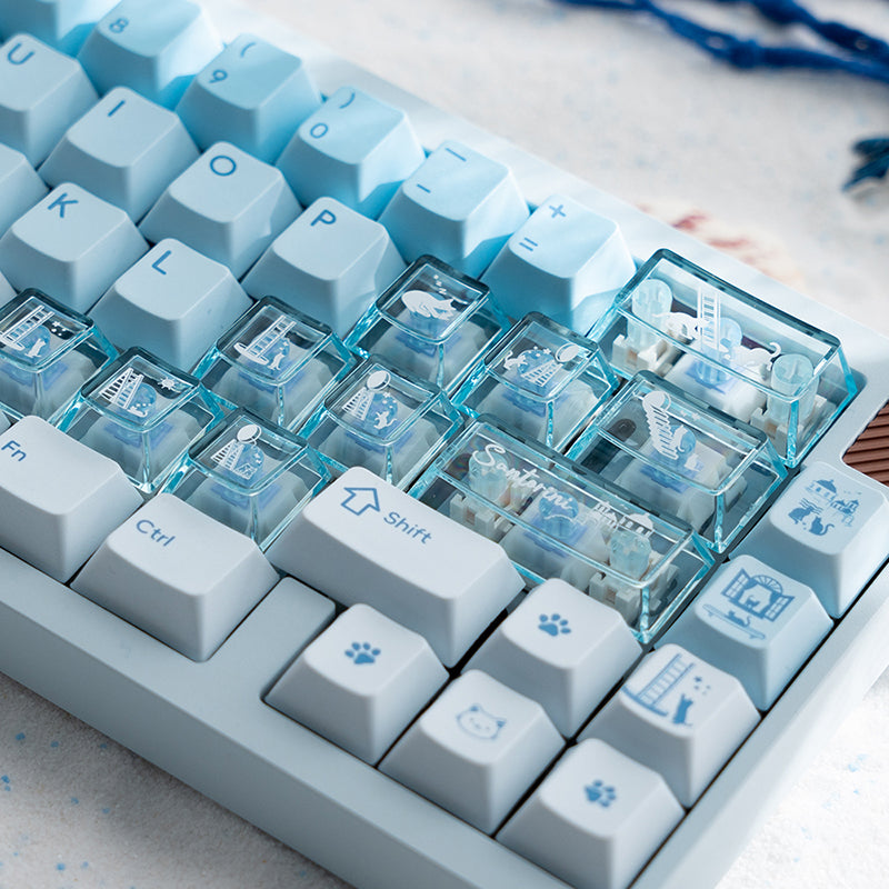 LOERENT Santorini's Cat Keycap Set Cherry Profile 145+26 Keys