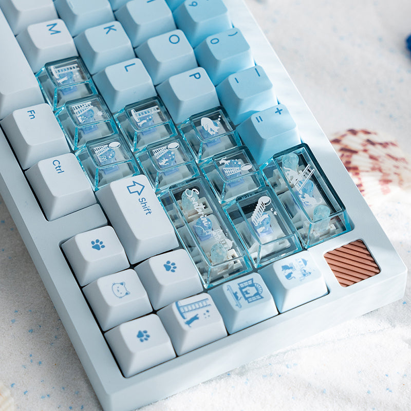 LOERENT Santorini's Cat Keycap Set Cherry Profile 145+26 Keys