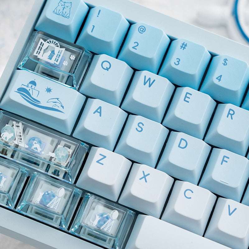 LOERENT Santorini's Cat Keycap Set Cherry Profile 145+26 Keys