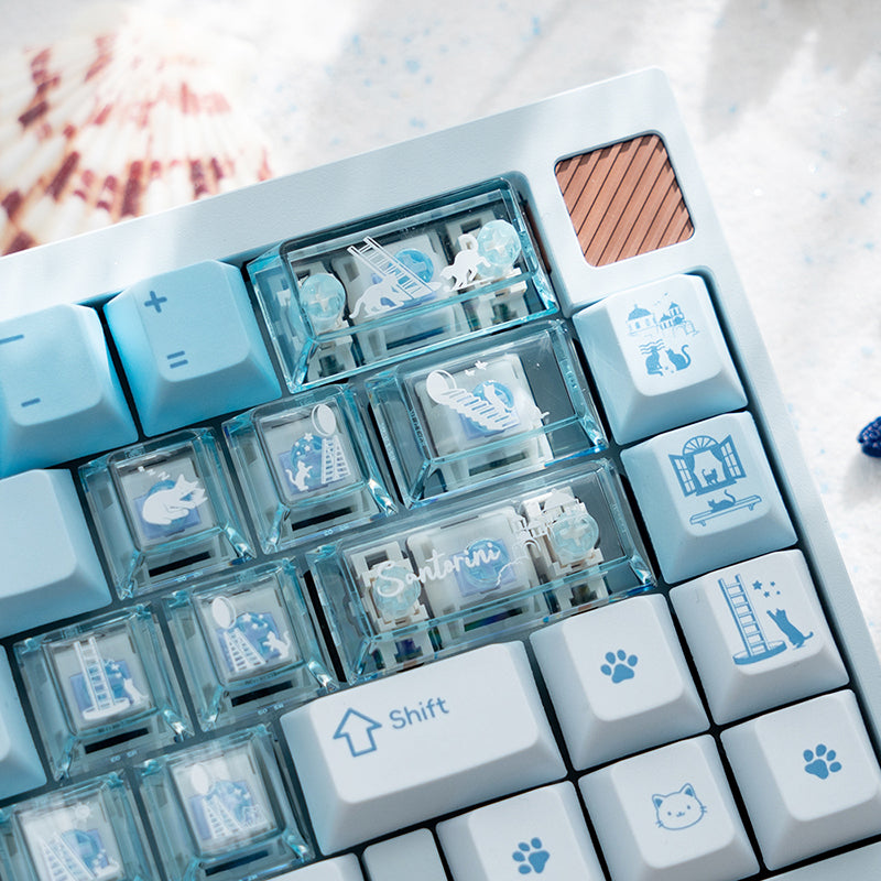 LOERENT Santorini's Cat Keycap Set Cherry Profile 145+26 Keys