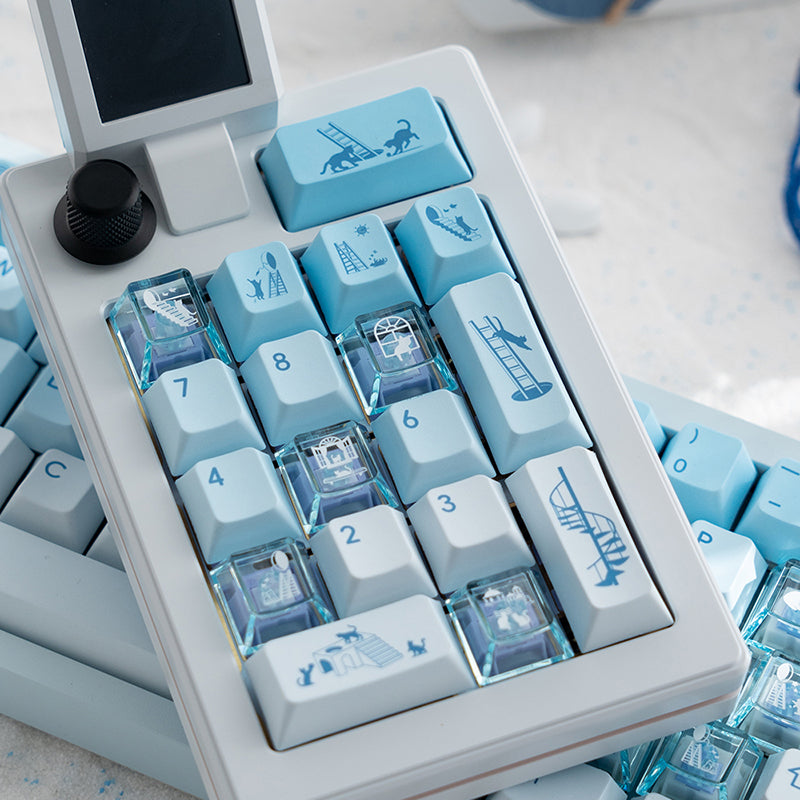 LOERENT Santorini's Cat Keycap Set Cherry Profile 145+26 Keys