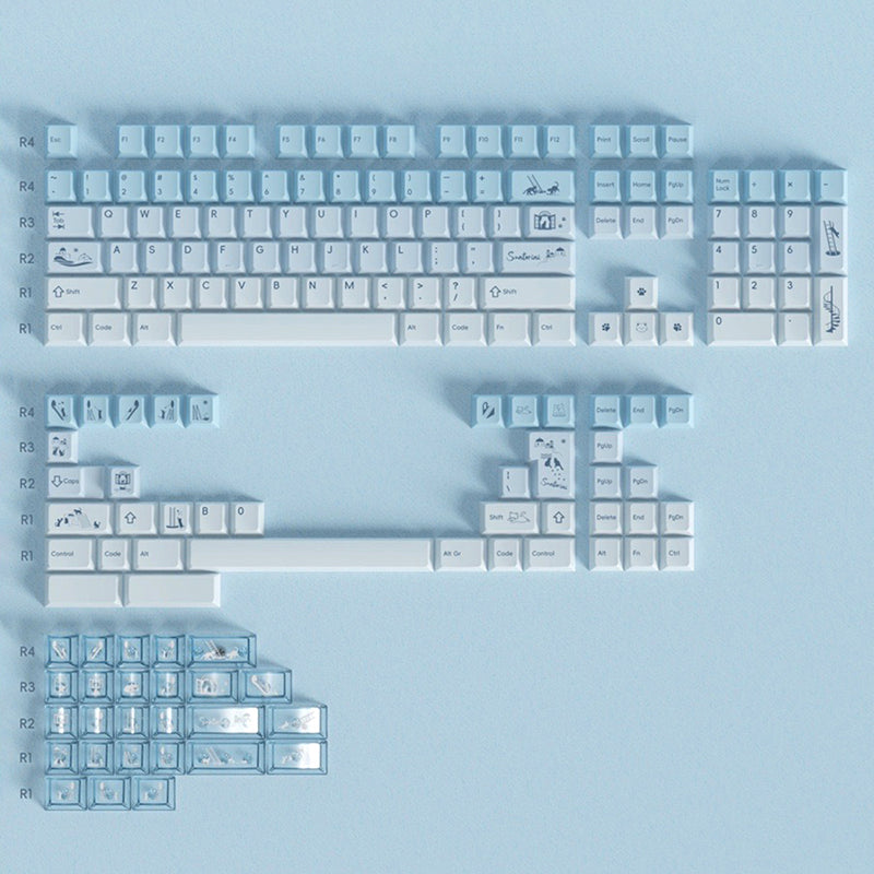 LOERENT Santorini's Cat Keycap Set Cherry Profile 145+26 Keys