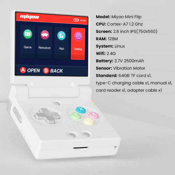 Miyoo Mini Flip Retro Handheld Flip Game Console 2.8” Screen Wi-Fi Linux