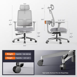 NEWTRAL MagicH-GPRO Ergonomic Chair with Footrest Adaptive Lower Back Support