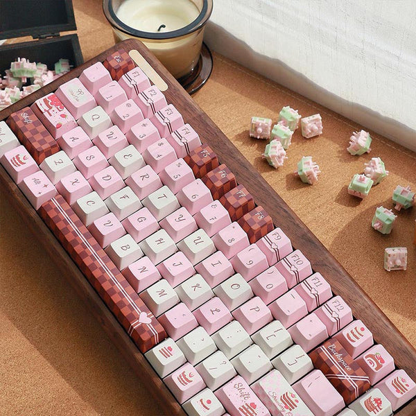 PIWIJOY Chocolate Cake Keycap Set Cherry Profile 146 Keys