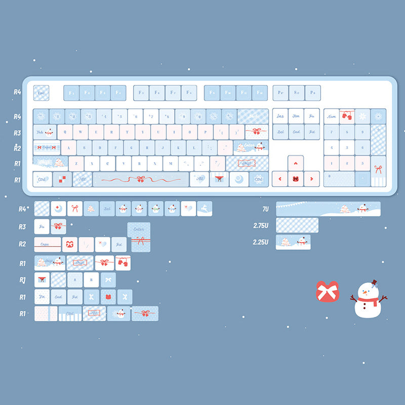 PIWIJOY In Winter Cherry Proflie Keycap Set 146 Keys Support Alice ISO