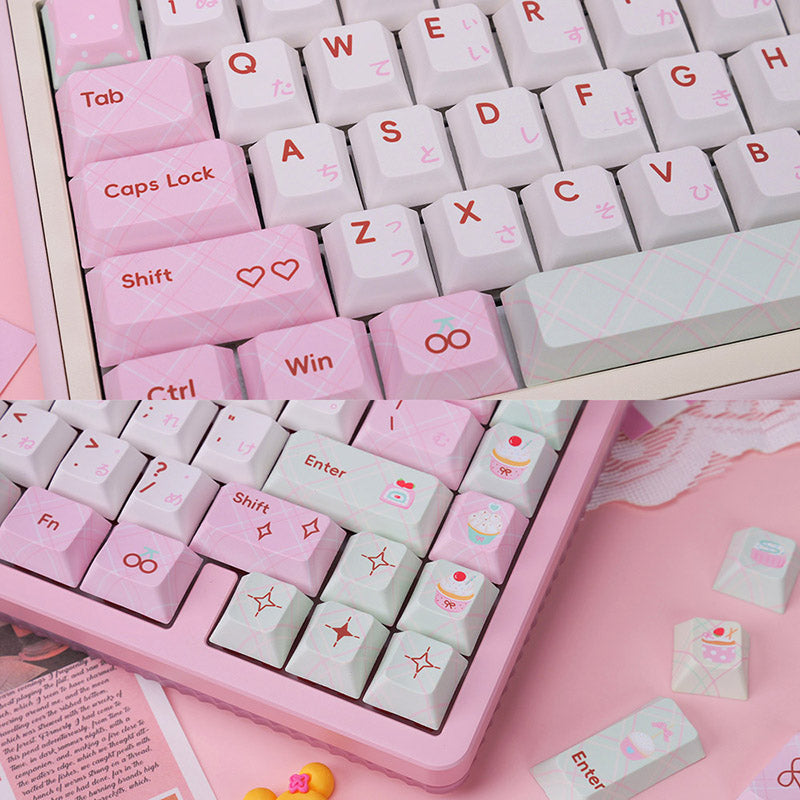 PIWIJOY Summer Dessert Cherry Proflie Keycap Set 146 Keys