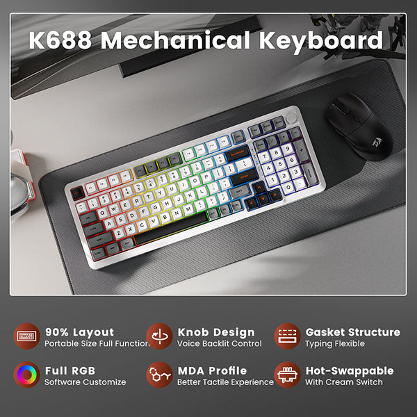 Redragon K688 Mechanical Creamy Keyboard with Konb