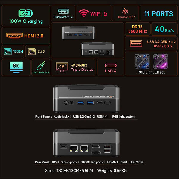 AOOSTAR MN78 RGB AMD Ryzen 7 Gaming Mini PC
