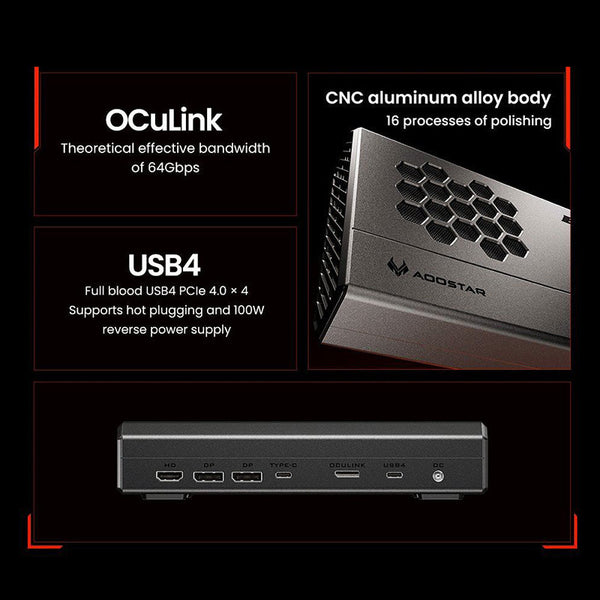 AOOSTAR XG76XT eGPU Dock with AMD Radeon RX 7600XT GPU