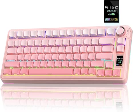 AULA S75 PRO Tri-mode Wireless Mechanical Keyboard with LCD Screen Creamy