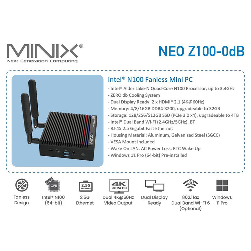 MINIX Z100-0dB Mini PC Intel Alder Lake-N