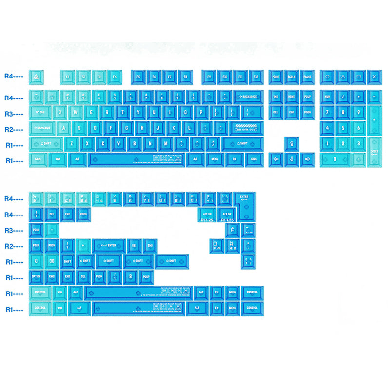 Keytok Blue Transparent Keycap Set 174 Keys Cherry Profile - Whatgeek