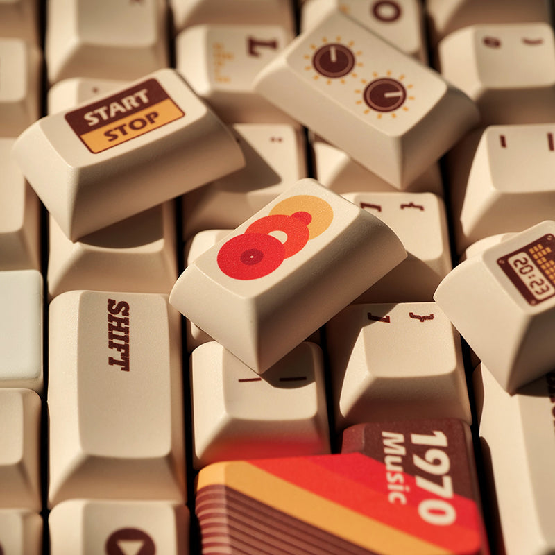 NEWTOY 1970 Music Vintage Keycaps and Large Mouse Pad Set - WhatGeek