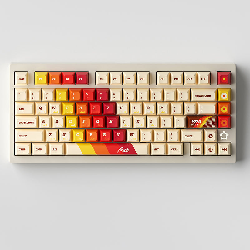 NEWTOY 1970 Music Vintage Keycaps and Large Mouse Pad Set