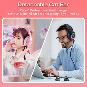 ONIKUMA K9 Cat Ear Gaming Headset 7.1 Surround Sound with RGB LED Light