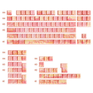 PIIFOX CKC-02 Pink Oil Painting OEM Profile Keycap Set 130 Keys