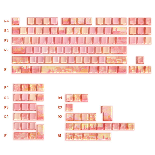 PIIFOX CKC-02 Pink Oil Painting OEM Profile Keycap Set 130 Keys