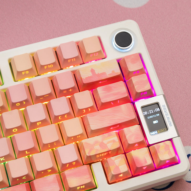 PIIFOX CKC-02 Pink Oil Painting OEM Profile Keycap Set 130 Keys