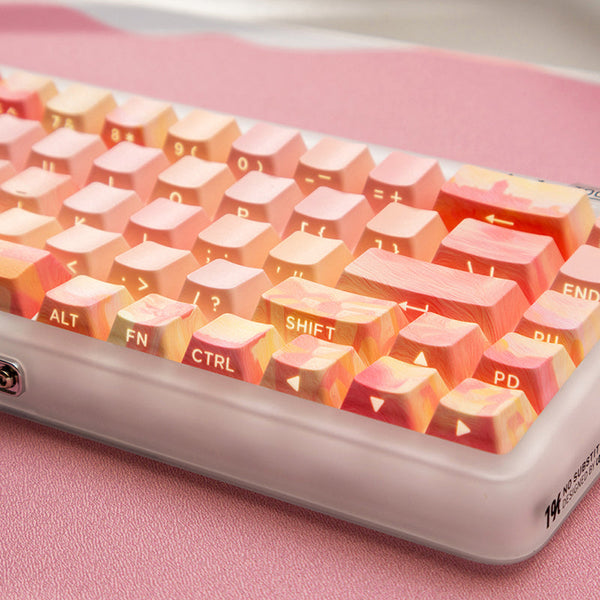 PIIFOX CKC-02 Pink Oil Painting OEM Profile Keycap Set 130 Keys