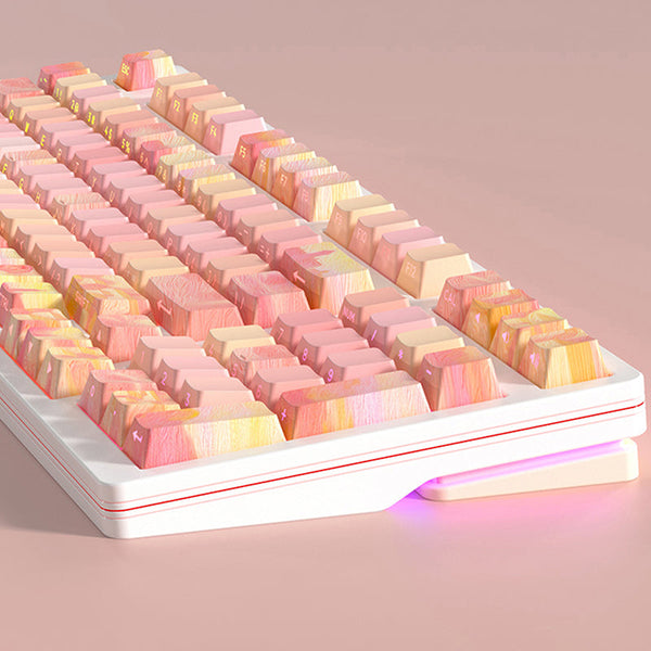 PIIFOX CKC-02 Pink Oil Painting OEM Profile Keycap Set 130 Keys