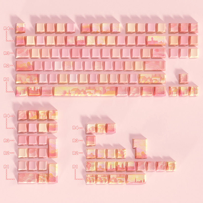 PIIFOX CKC-02 Pink Oil Painting OEM Profile Keycap Set 130 Keys